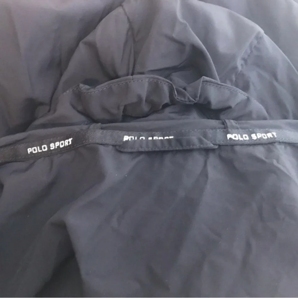 Polo Sport RL‎ Medium Black Performance Full Zip Rain Jacket Hooded Pony Golf